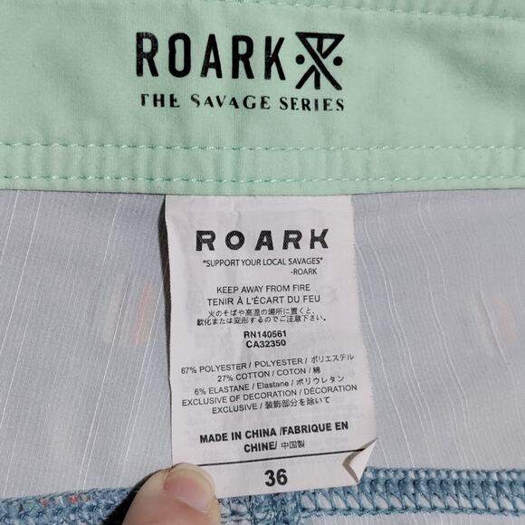 Roark Swim Trunks Board Shorts Mens 36 Savage Series 9" Blue Green Geometric - Picture 9 of 14